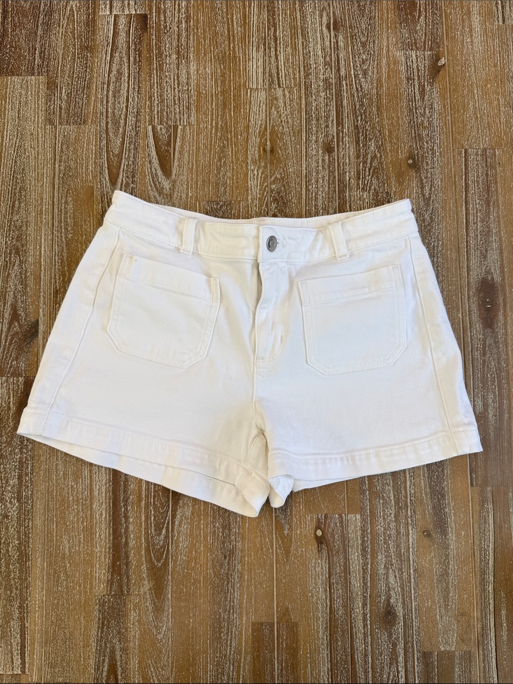 J. Crew White Denim Patch-Pocket Shorts
